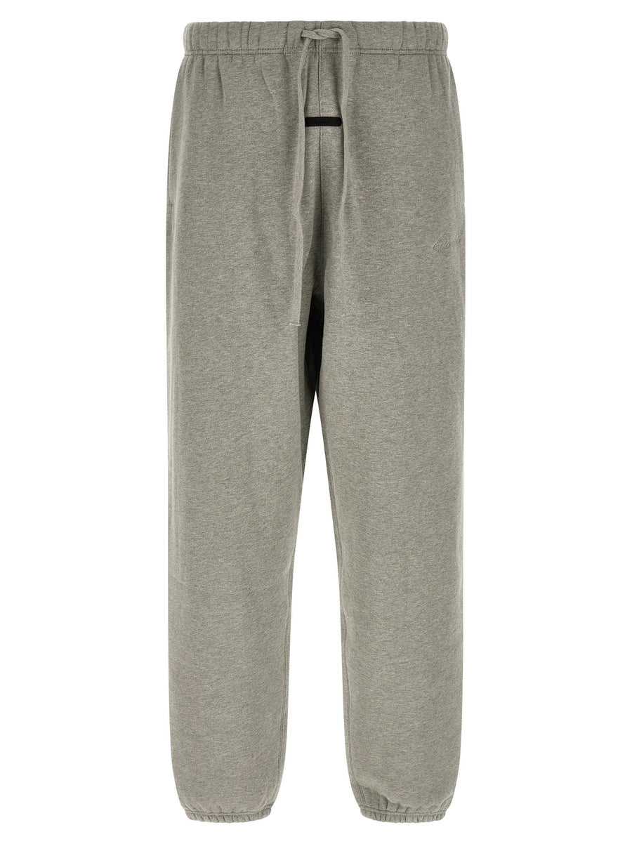 Fear Of God Essential Signature Classic Trousers For Men Gray Melange Fleece Oversized Fit Premium Comfort