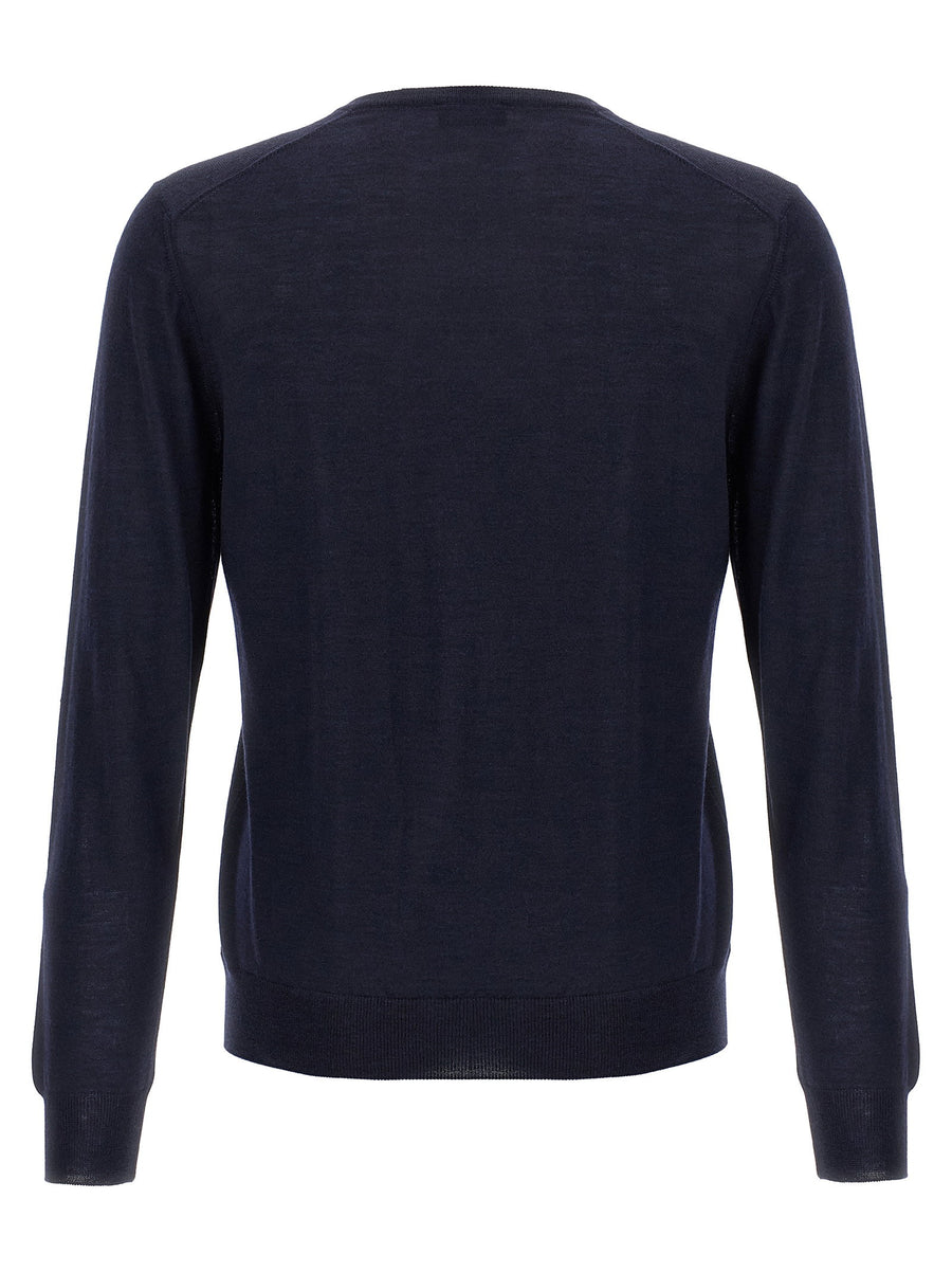Barba 70% Wool 30% Silk Blue V Neck Sweater For Women Luxury Topwear