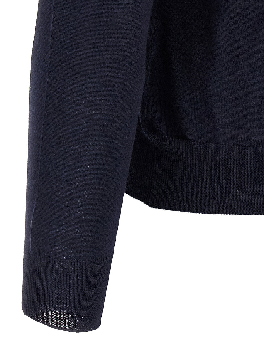 Barba 70% Wool 30% Silk Blue V Neck Sweater For Women Luxury Topwear