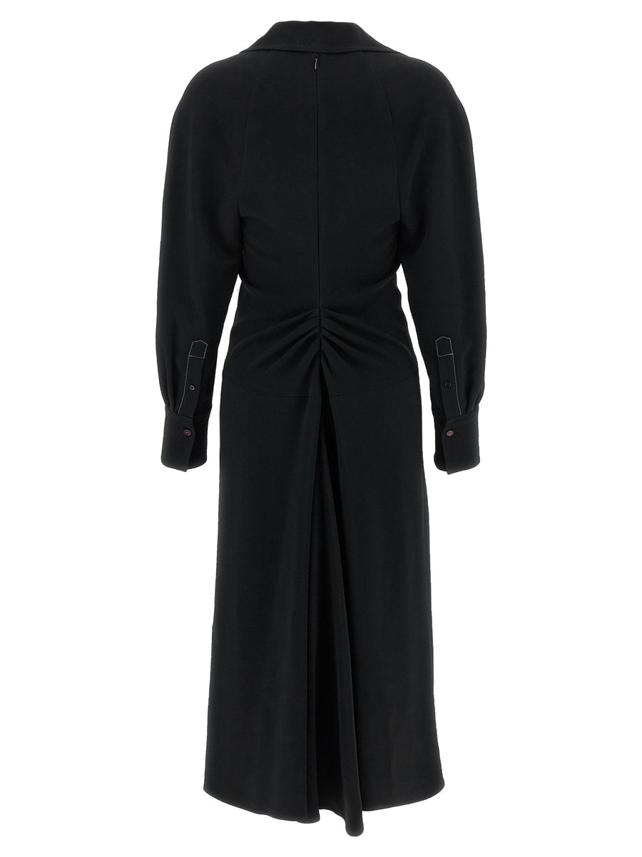 Victoria Beckham Long Sleeve Polo Collar Midi Dress