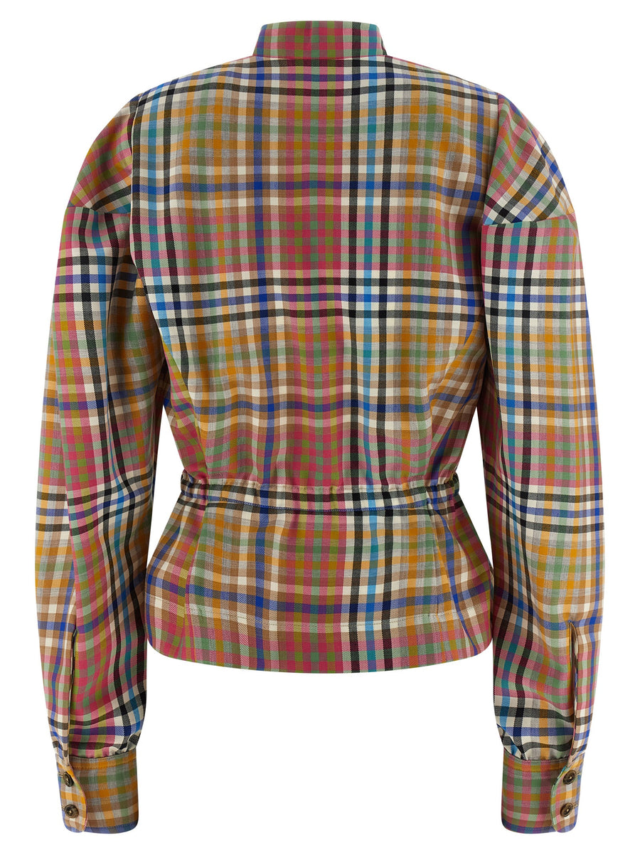 Vivienne Westwood Vase Ensemble Blazer For Women Lightweight Wool With Architectural Multicolor Heather Check