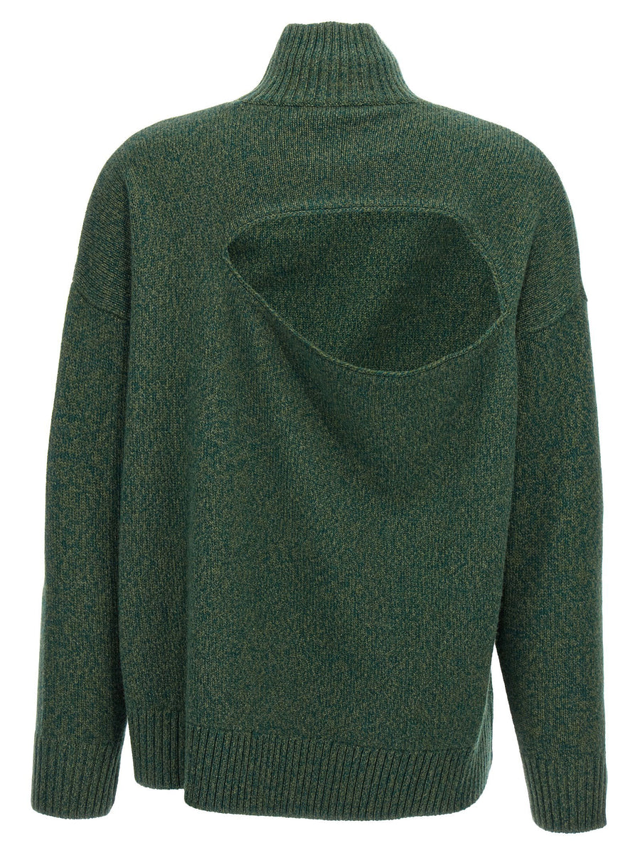 Victoria Beckham Convertible Sweater For Women Luxury Wool Cashmere Knit With Back Cutout Neckline Green