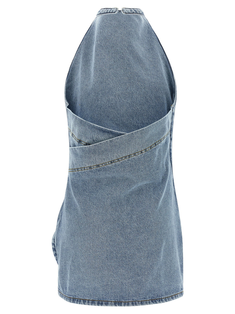 Magda Butrym Denim 10 Dress Sky Blue Cotton