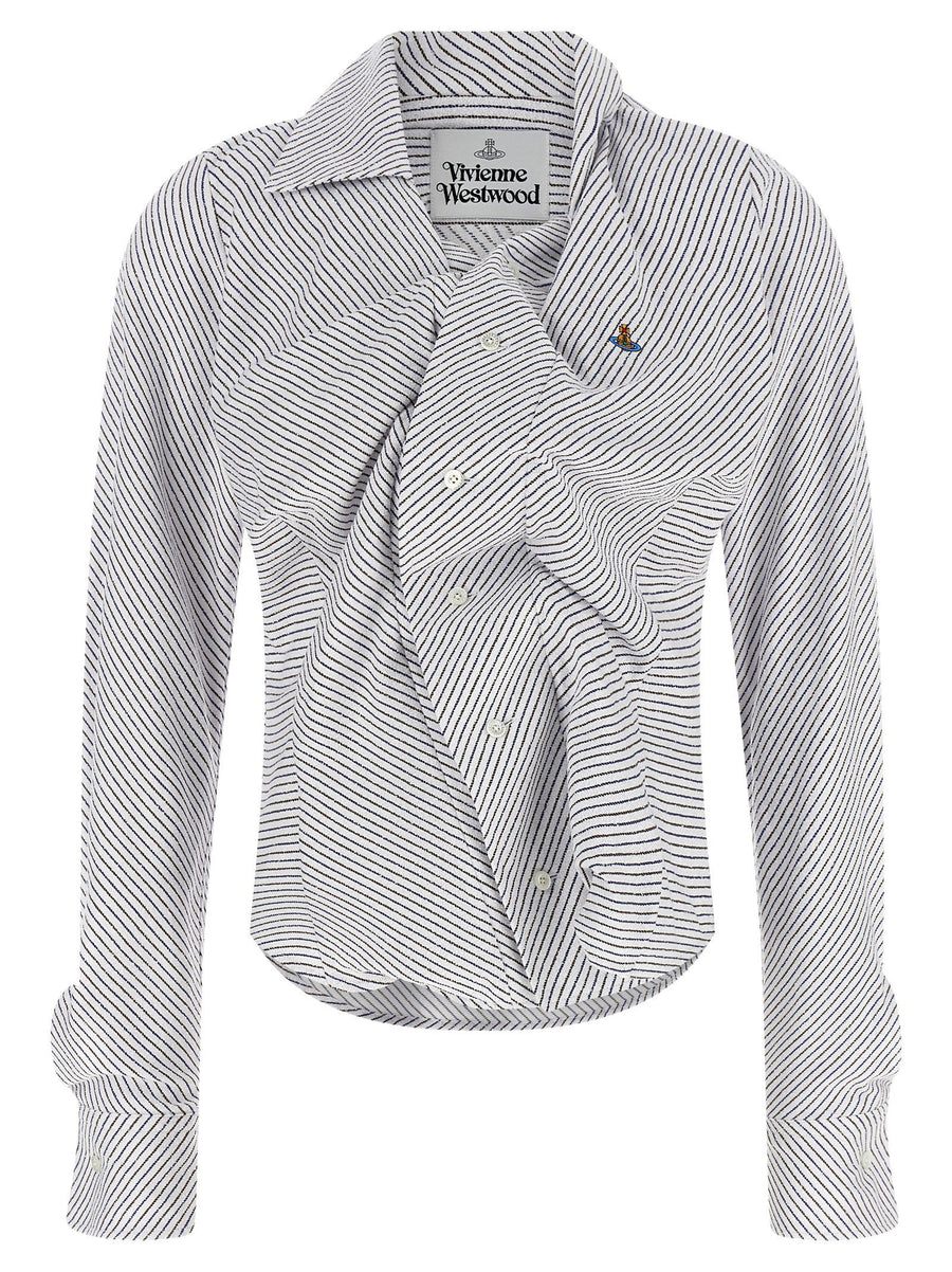 Vivienne Westwood Drunken Shirt Two Tone Striped Cotton Terry Orb Embroidery