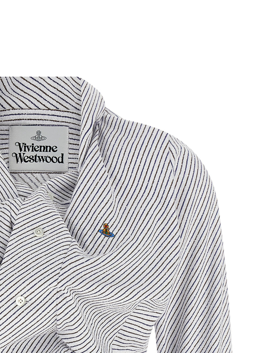 Vivienne Westwood Drunken Shirt Two Tone Striped Cotton Terry Orb Embroidery