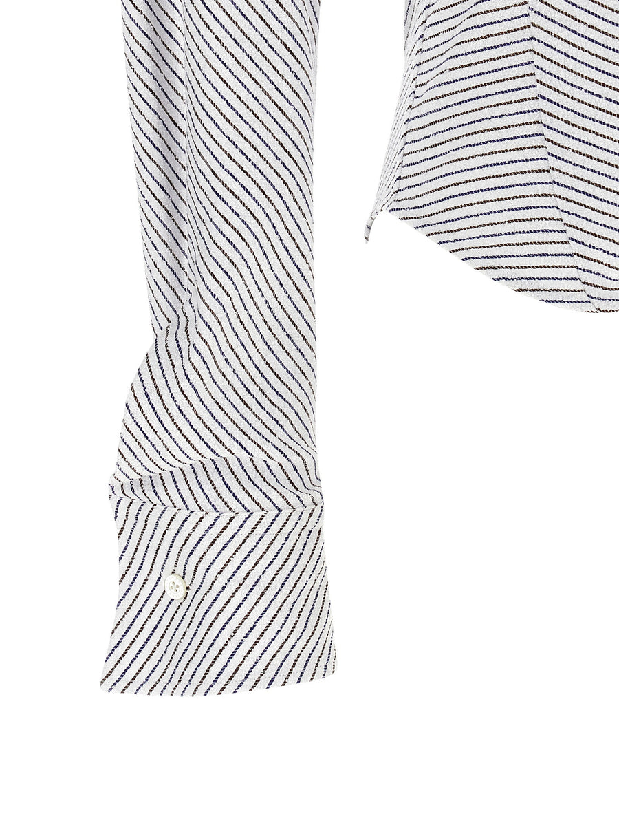 Vivienne Westwood Drunken Shirt Two Tone Striped Cotton Terry Orb Embroidery