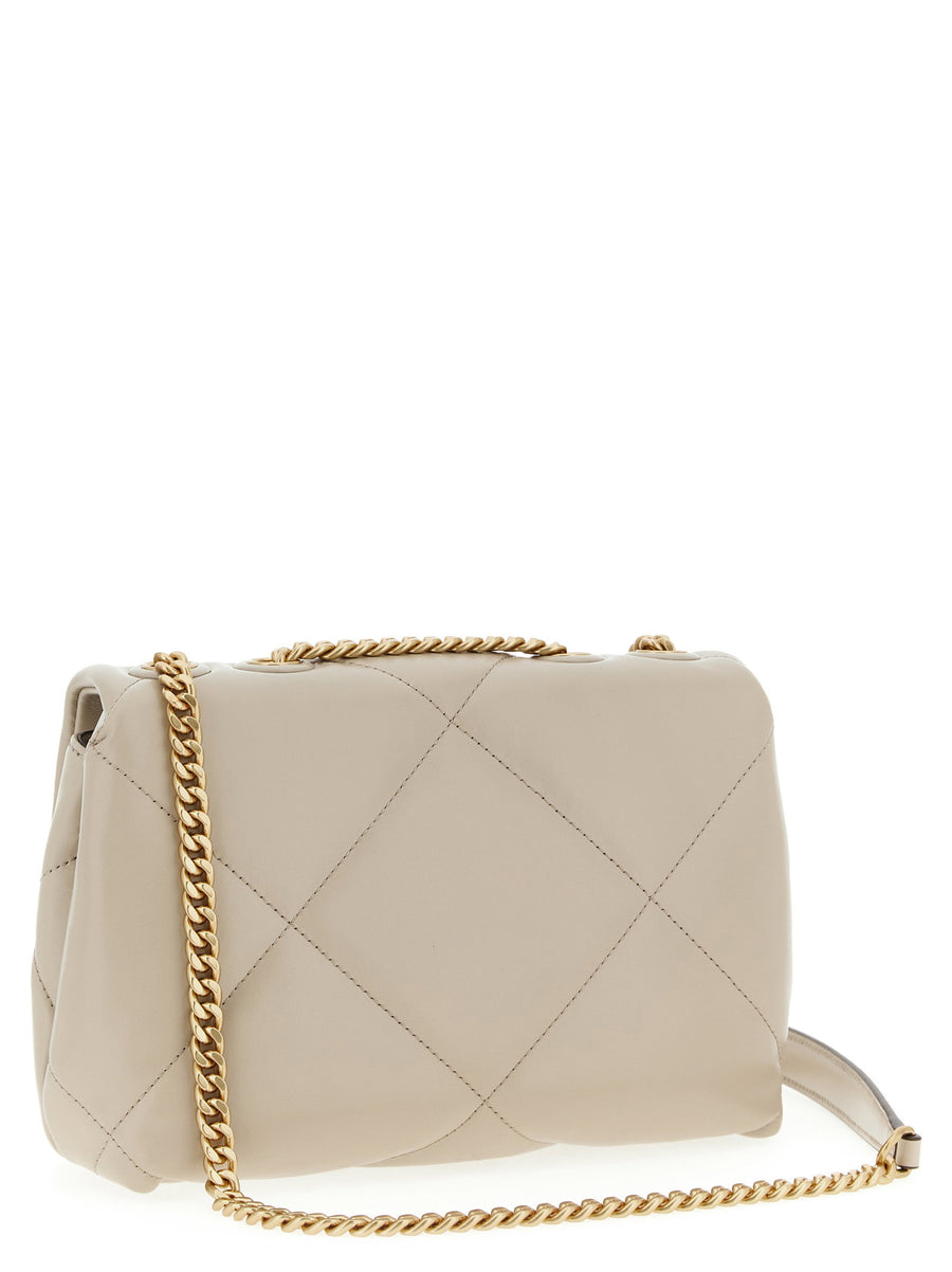 Tory Burch Kira Small Shoulder Bag White Nappa Leather Matelassé Diamond Quilted Compact Luxury for Women