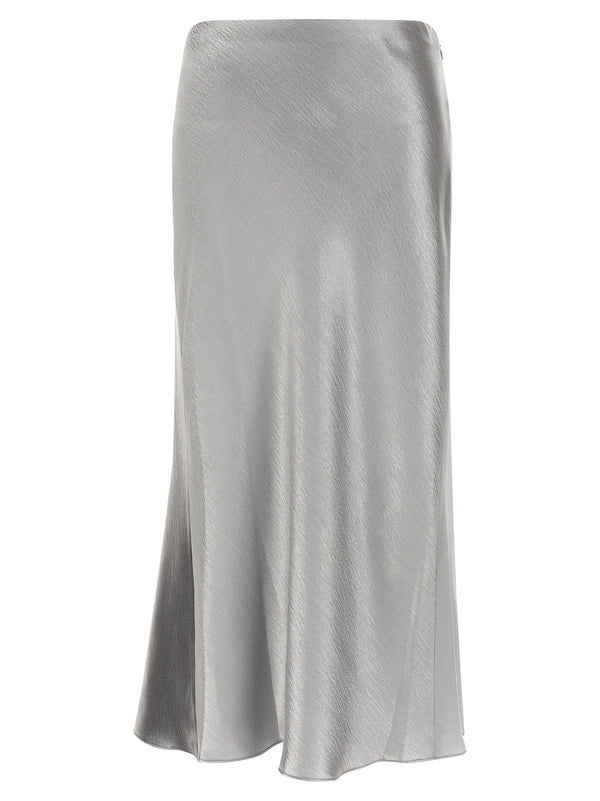 Tory Burch Satin Skirt Gray Silk-Effect Midi For Women Workwear And Eveningwear