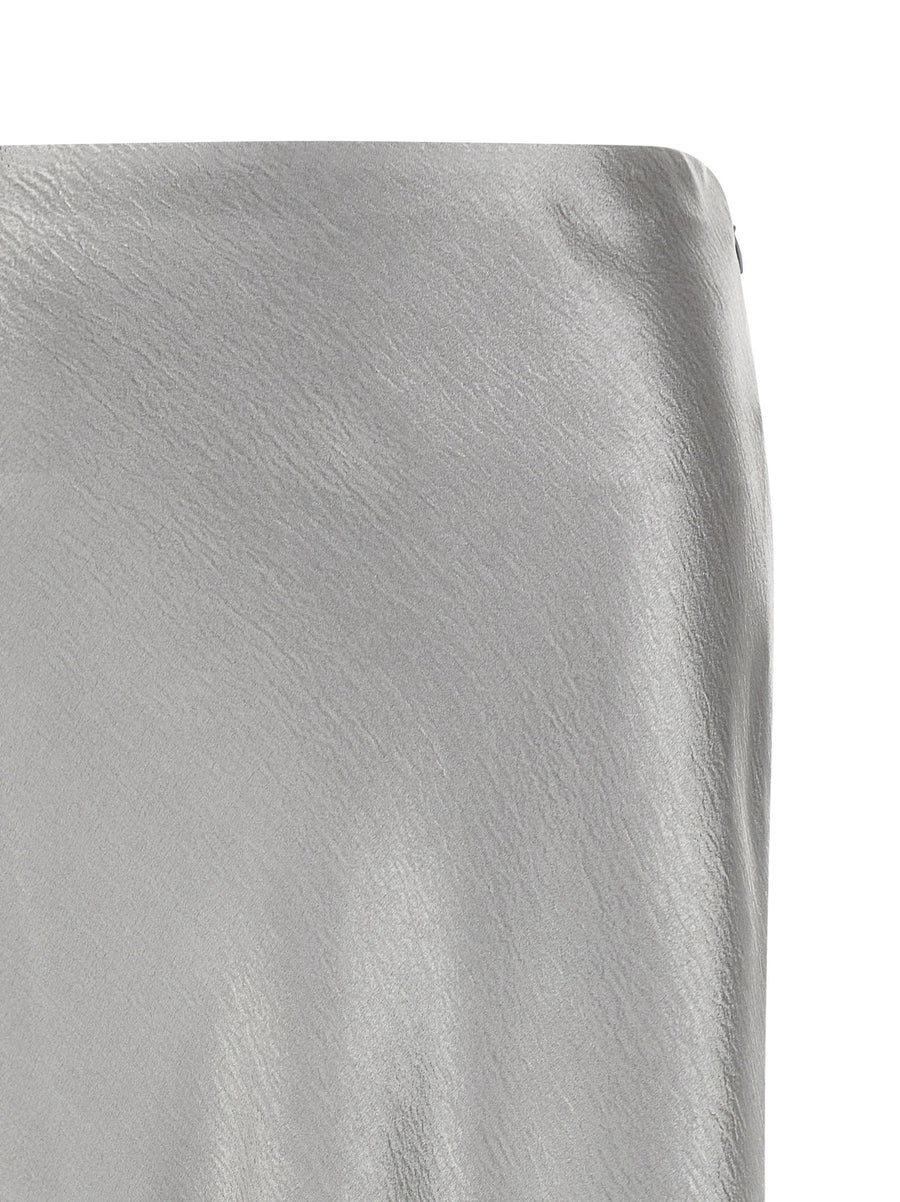 Tory Burch Satin Skirt Gray Silk-Effect Midi For Women Workwear And Eveningwear
