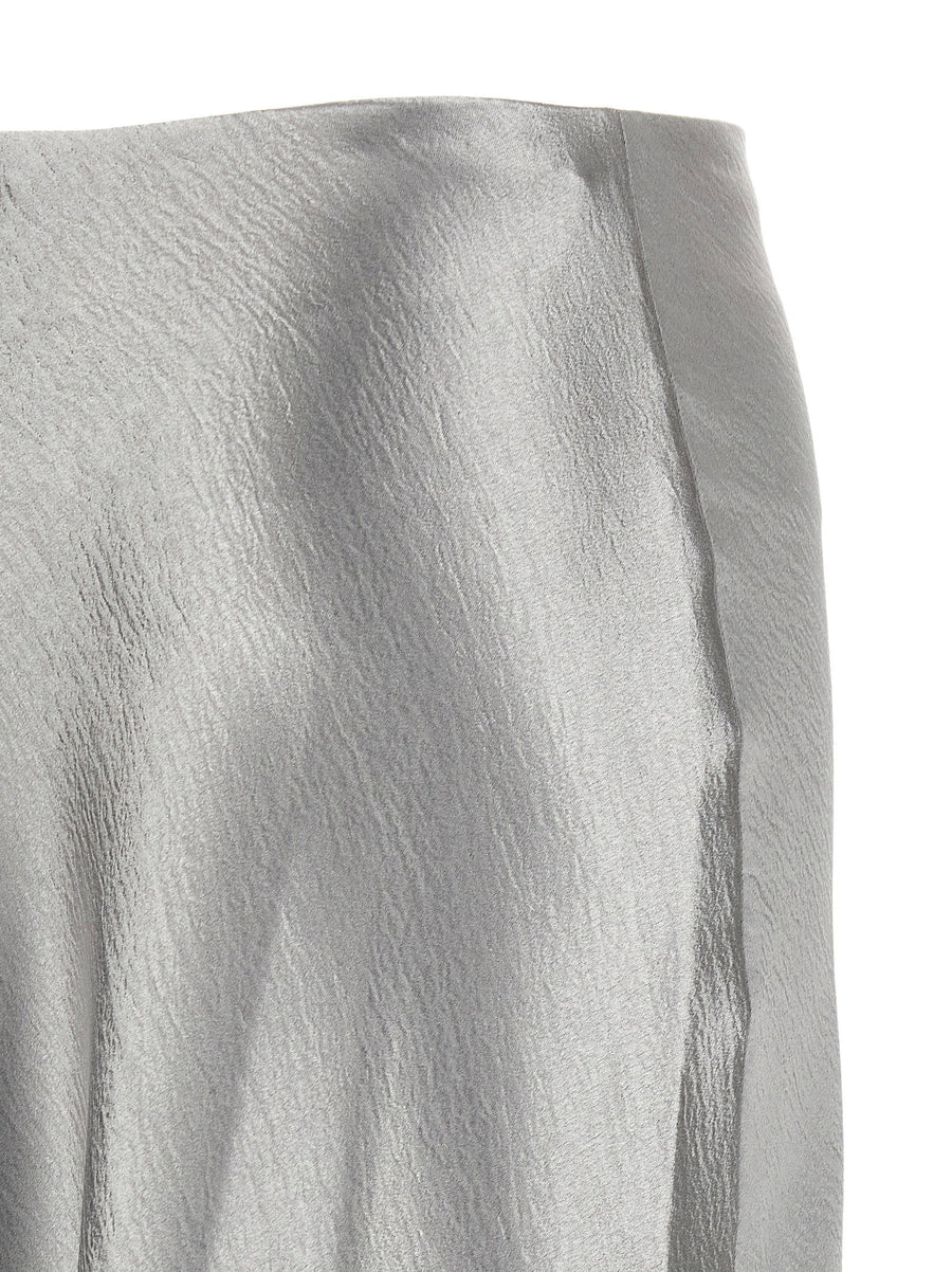 Tory Burch Satin Skirt Gray Silk-Effect Midi For Women Workwear And Eveningwear