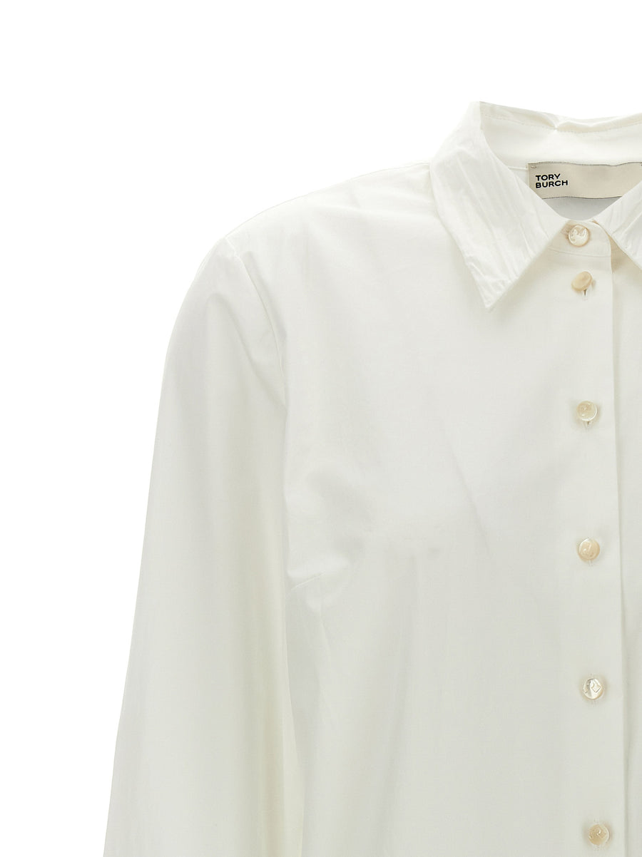 Tory Burch Pleated Detail Shirt For Women Polished White Cotton Office Essential