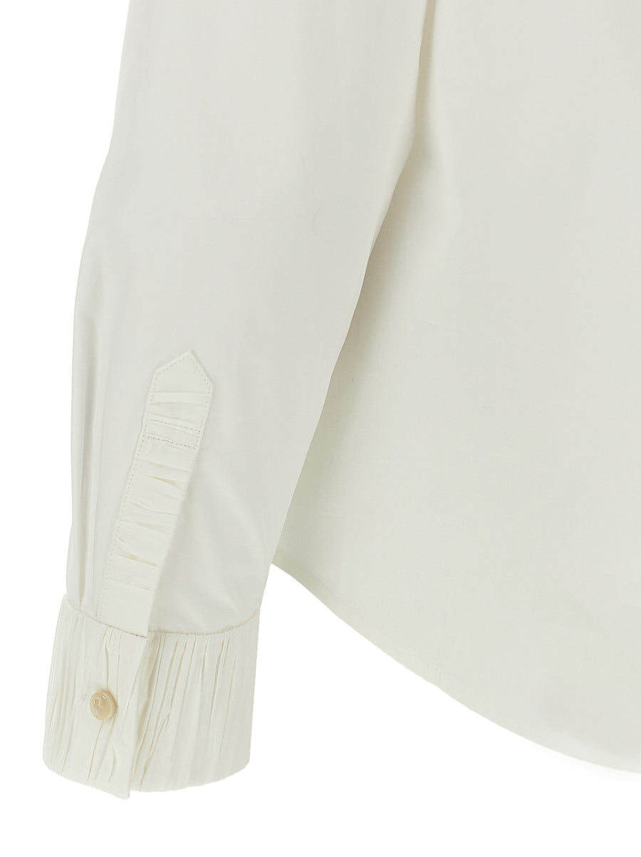 Tory Burch Pleated Detail Shirt For Women Polished White Cotton Office Essential