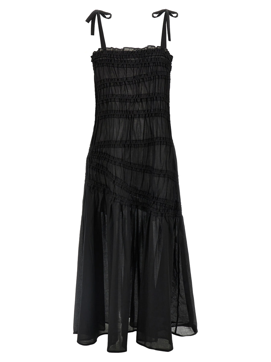 Tory Burch Shoulder Tie Dress With Adjustable Straps Hundred Percent Cotton Elegant Daywear For Women