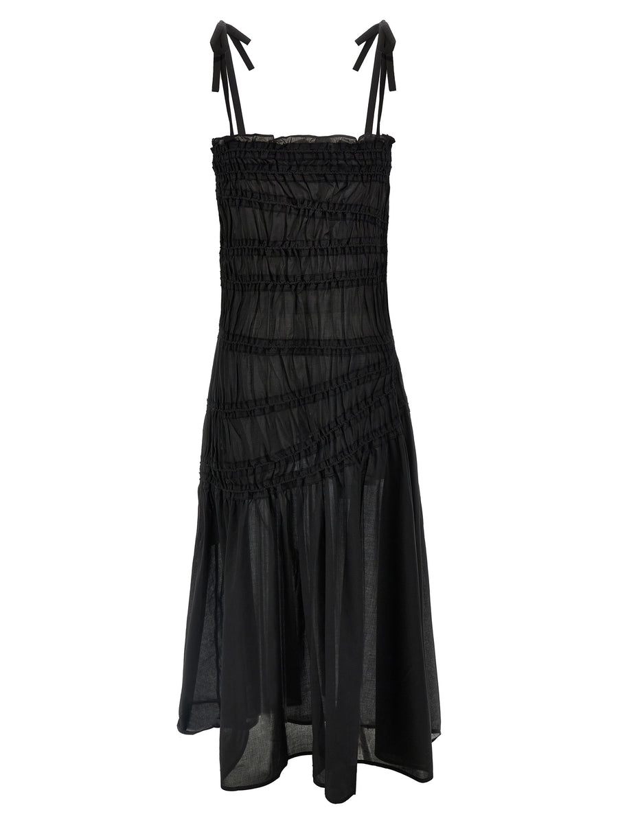 Tory Burch Shoulder Tie Dress With Adjustable Straps Hundred Percent Cotton Elegant Daywear For Women