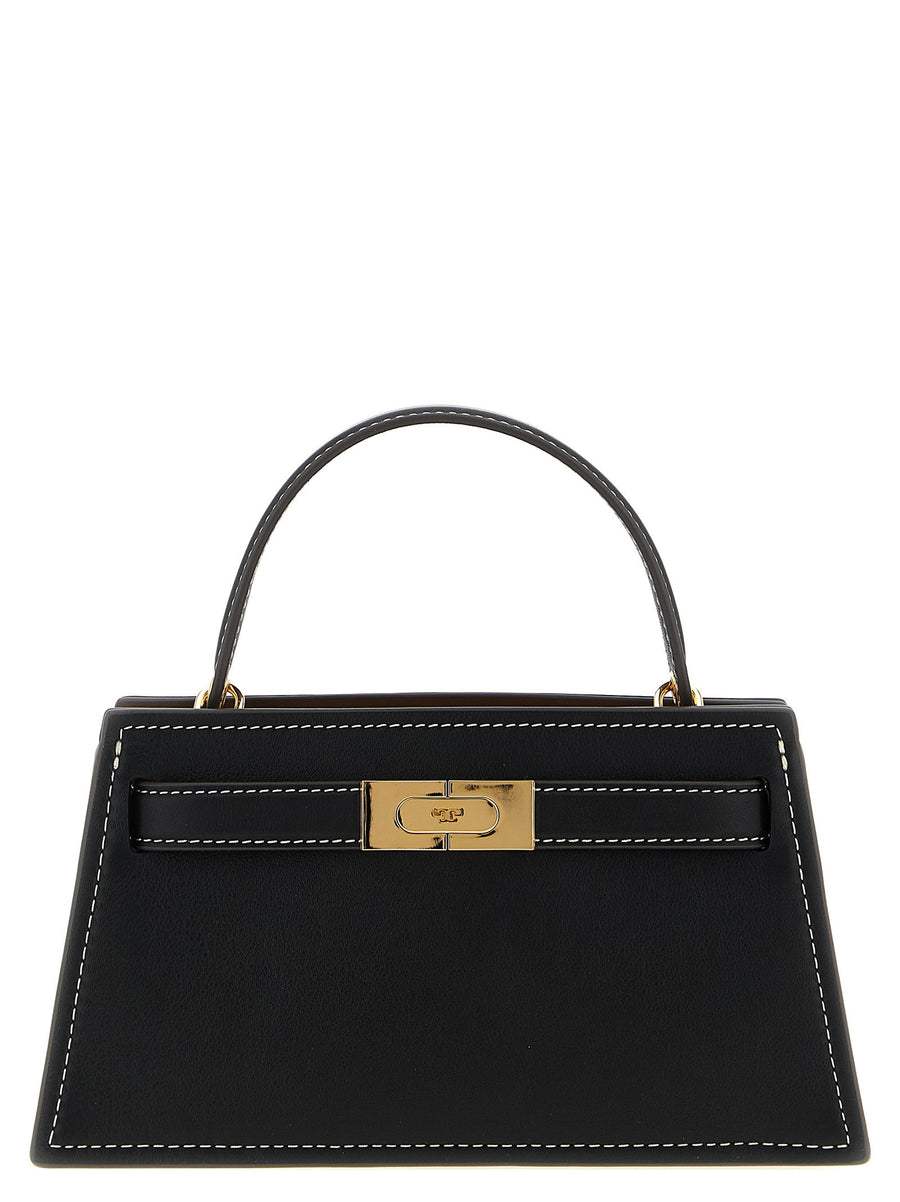 Tory Burch Petite Lee Radziwill Handbag Black Leather With Signature Contrast Stitching For Women Day To Night