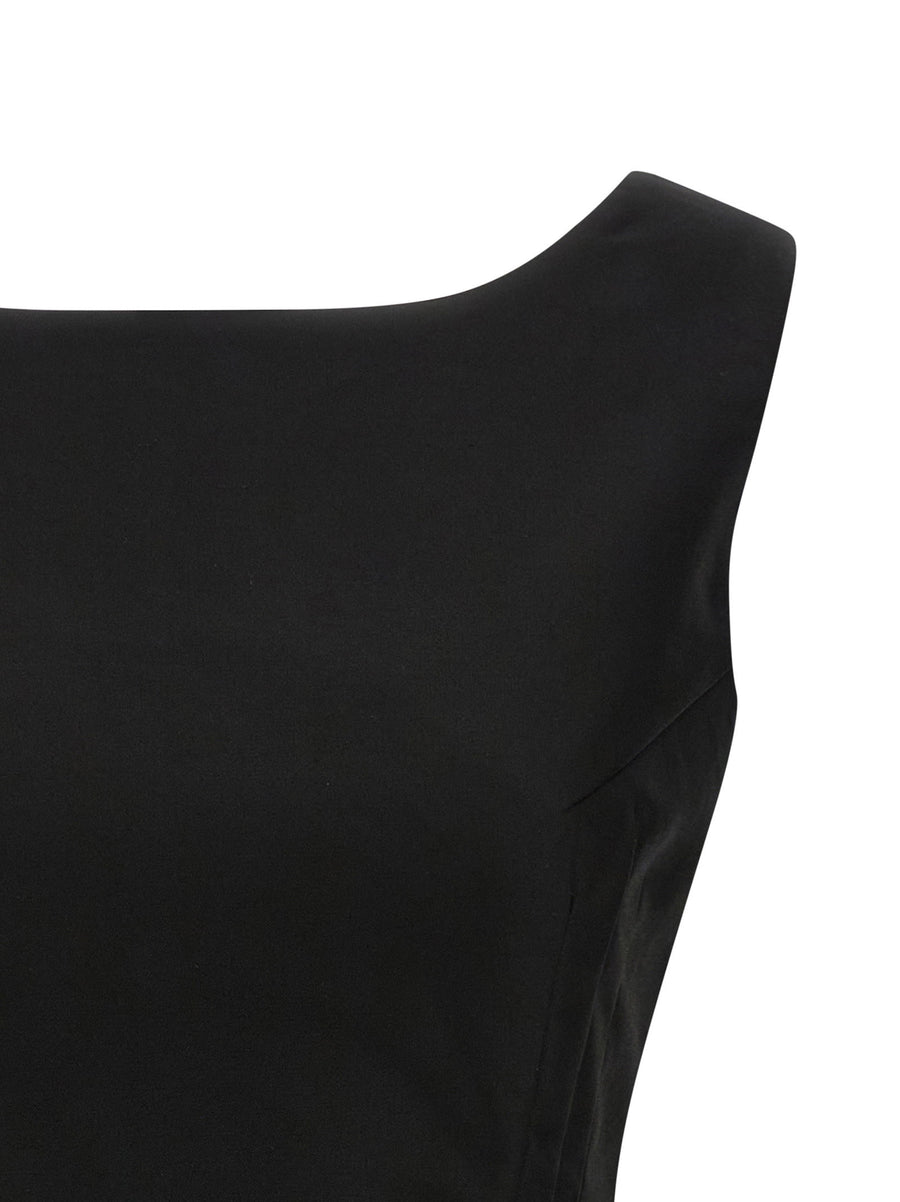 Magda Butrym 05 Top For Women Luxurious Black Cotton Tailored Hourglass With Square Neck And Floral Pockets
