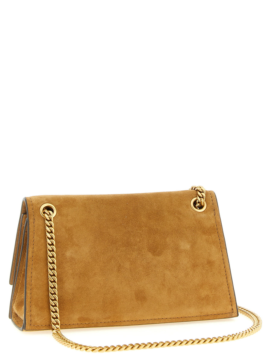 Tory Burch Mini Kira Turnlock Shoulder Bag Brown Calfskin Leather
