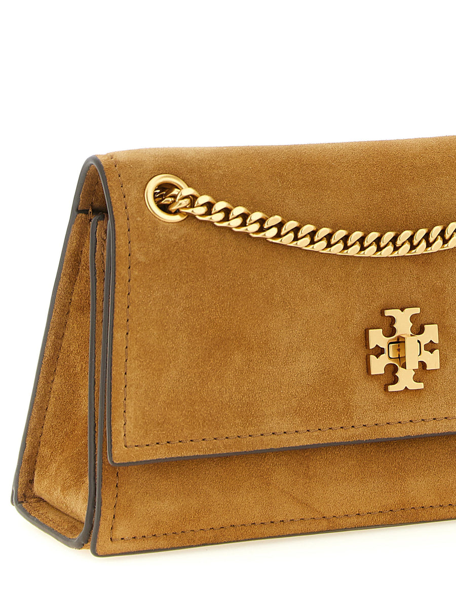 Tory Burch Mini Kira Turnlock Shoulder Bag Brown Calfskin Leather