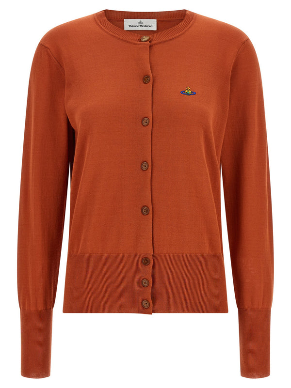 Vivienne Westwood Bea Cardigan Orange Organic Cotton Embroidered Orb Logo