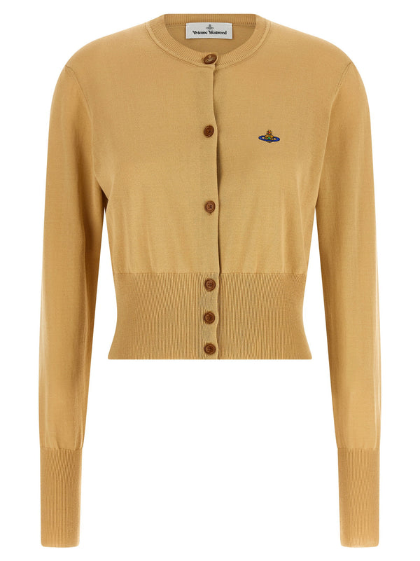 Vivienne Westwood Bea Cropped Cardigan Beige Organic Cotton Crewneck Topwear