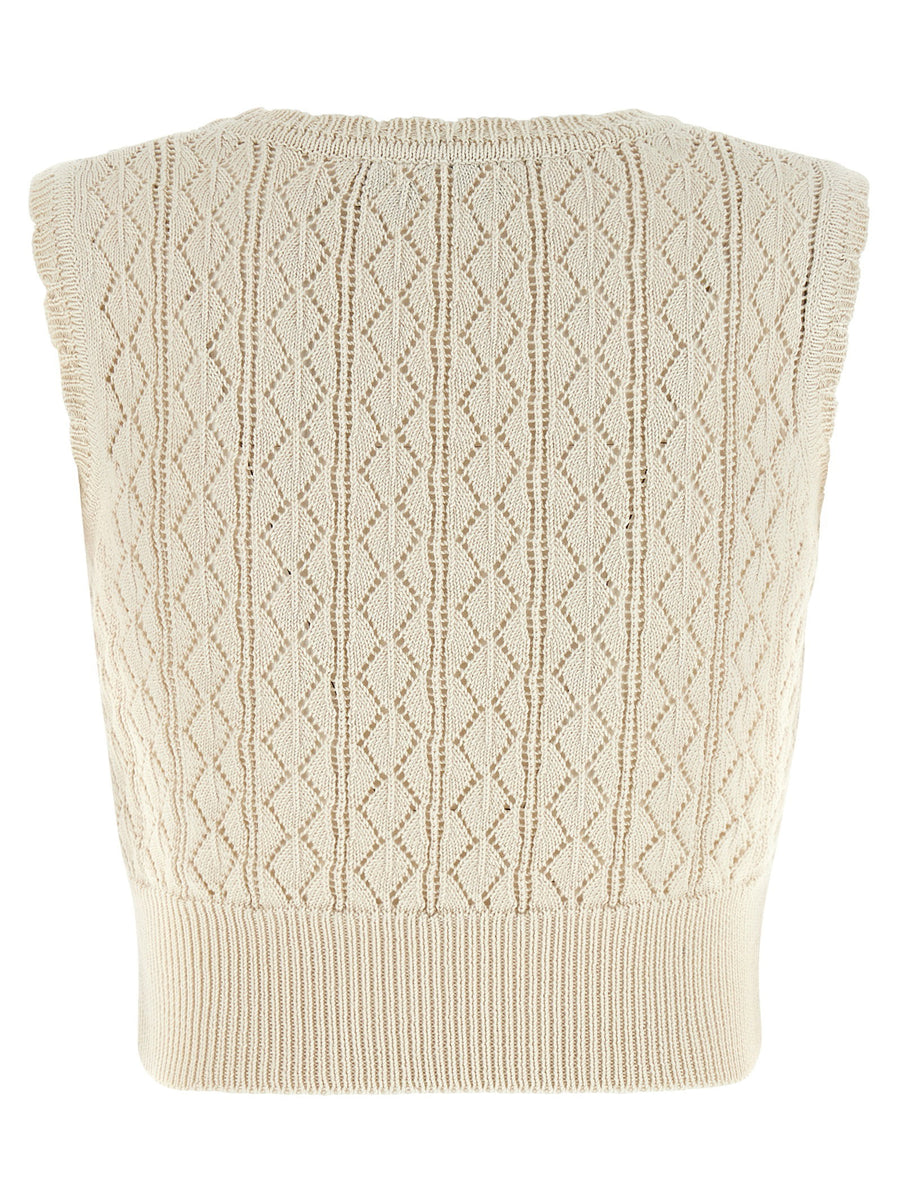 Vivienne Westwood Ella Top Organic Cotton Cropped Knit with Frost Flower Pattern for Women