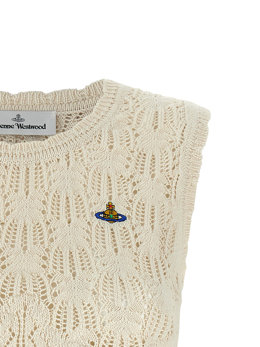 Vivienne Westwood Ella Top Organic Cotton Cropped Knit with Frost Flower Pattern for Women