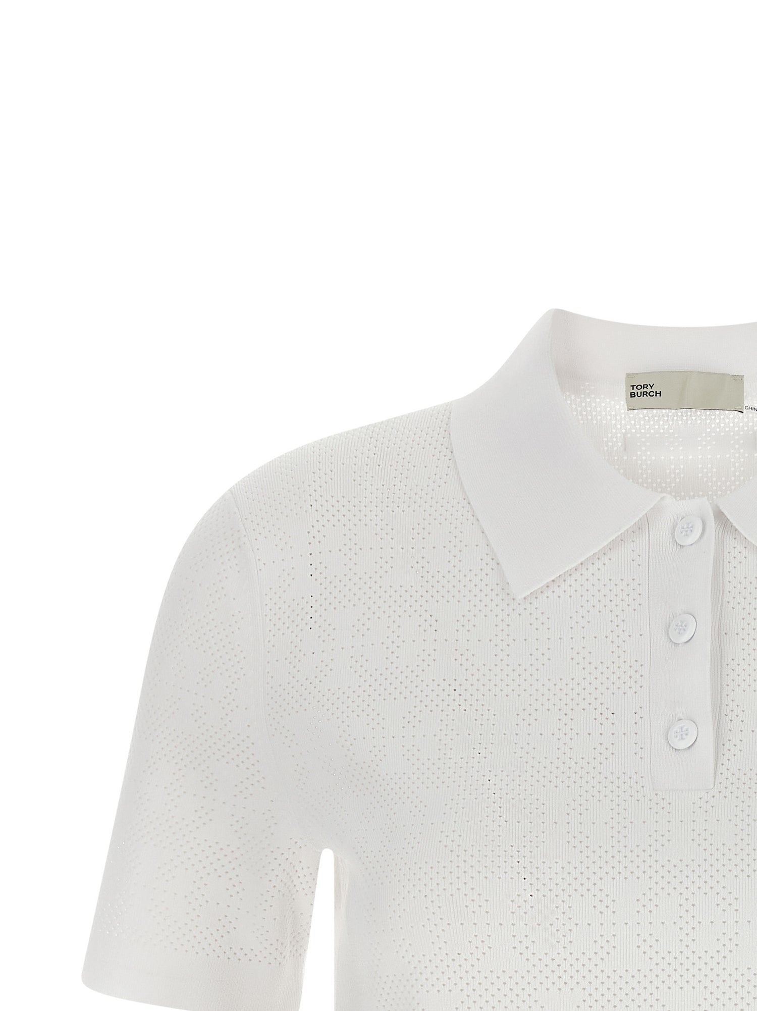 Tory Burch Pointelle Viscose Polo Shirt