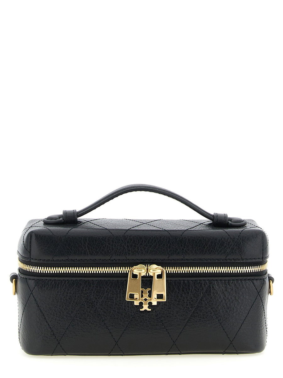 Tory Burch Charlie Vanity Case Crossbody Bag Black Leather