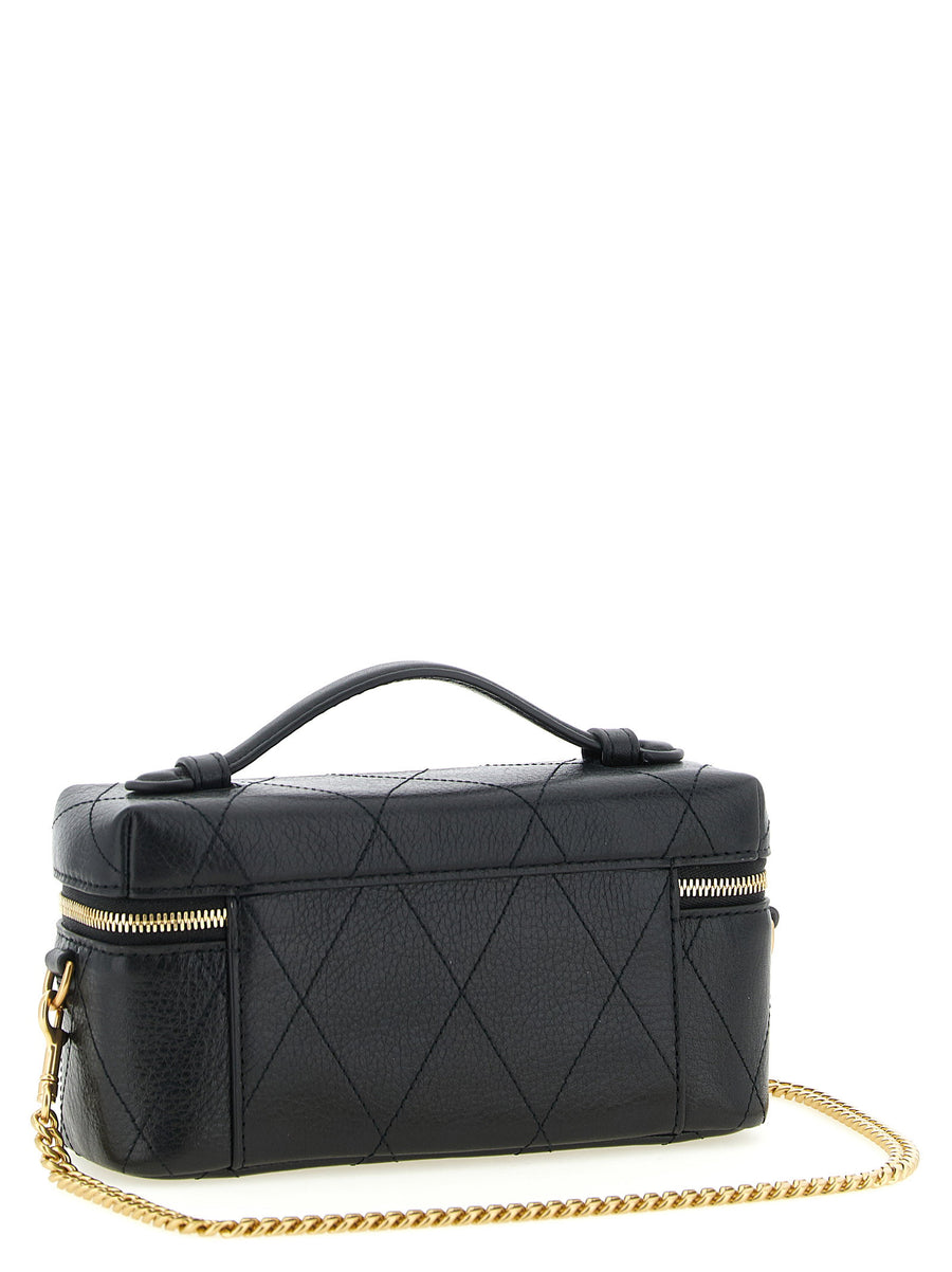 Tory Burch Charlie Vanity Case Crossbody Bag Black Leather