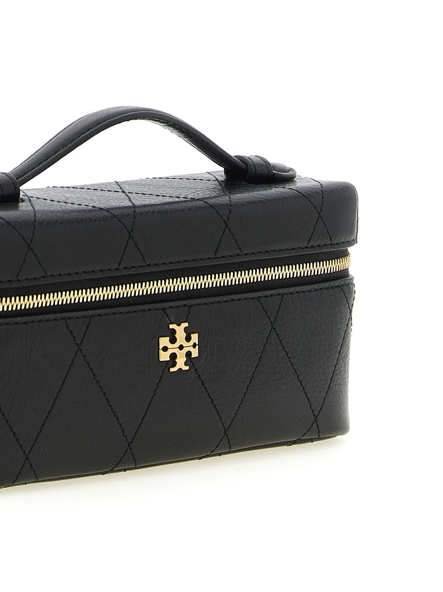 Tory Burch Charlie Vanity Case Crossbody Bag Black Leather