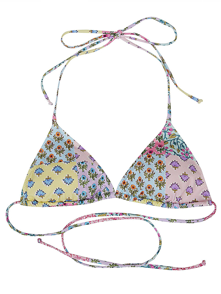 Triangle Bikini Top MC2 Saint Barth Multicolor Floral Print for Women Flattering Silhouette