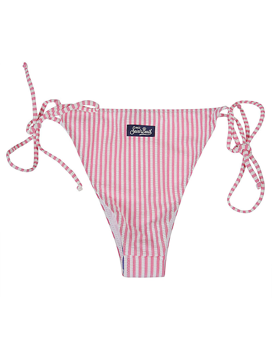 MC2 Saint Barth Adjustable Lace Bikini Bottoms For Women With Custom Fit Side Lace Details And Pink Accents