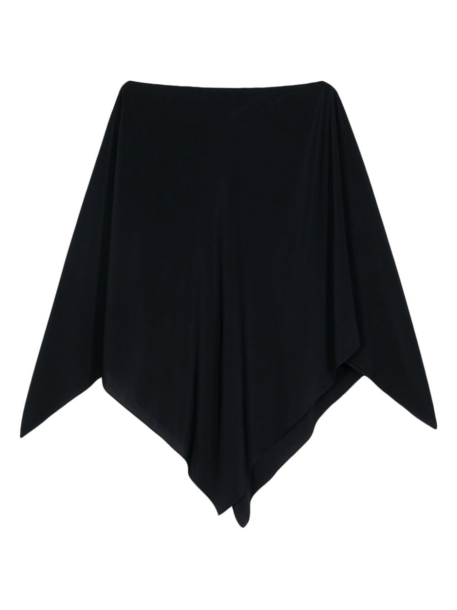 Gianluca Capannolo Isabella Luxury Silk Cape Jacket Navy Satin Finish Boat Neck for Women