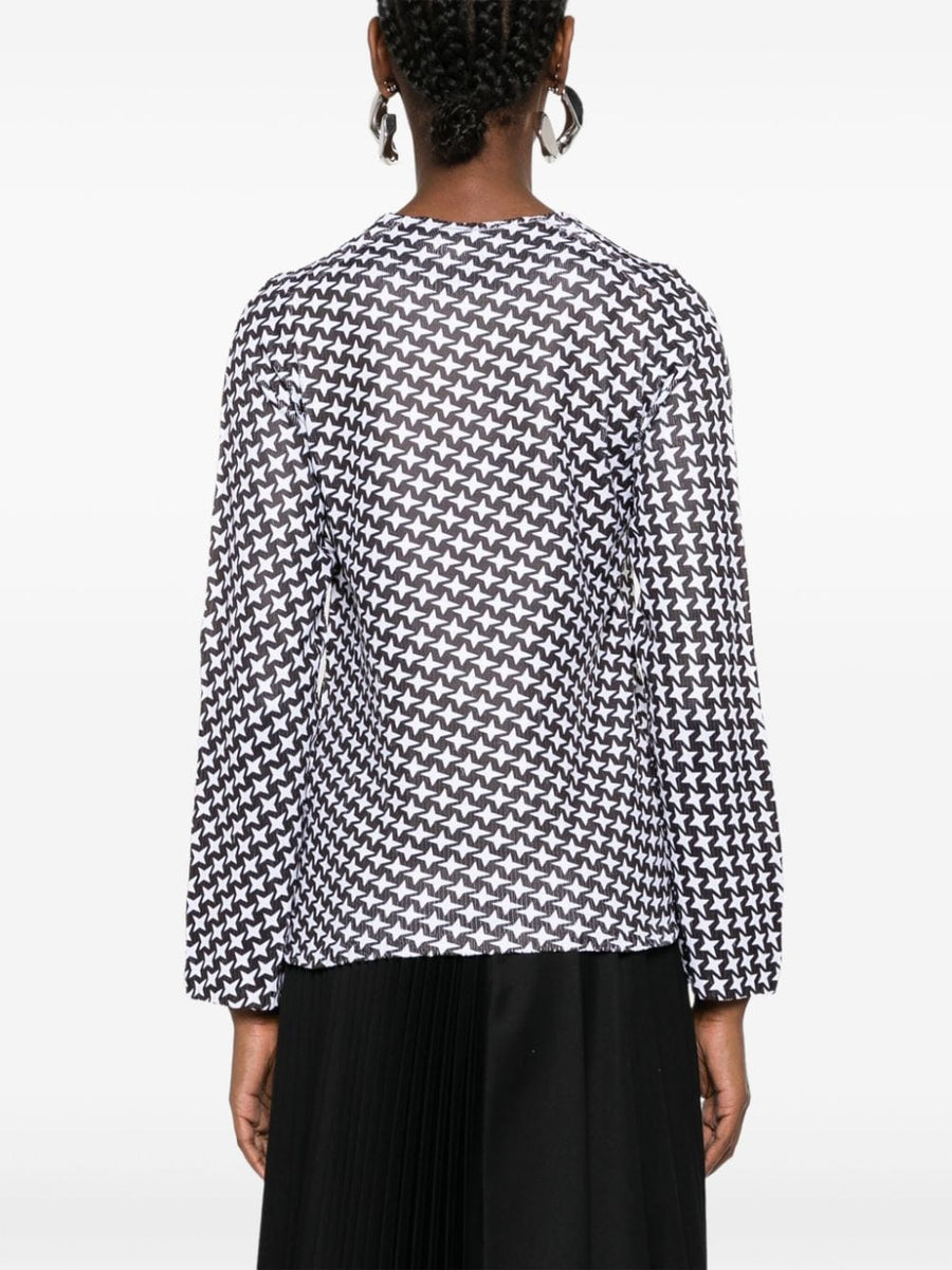 Comme Comme Printed T Shirt For Women Fine Ribbed Tee With Subtle Star Print Everyday Luxury