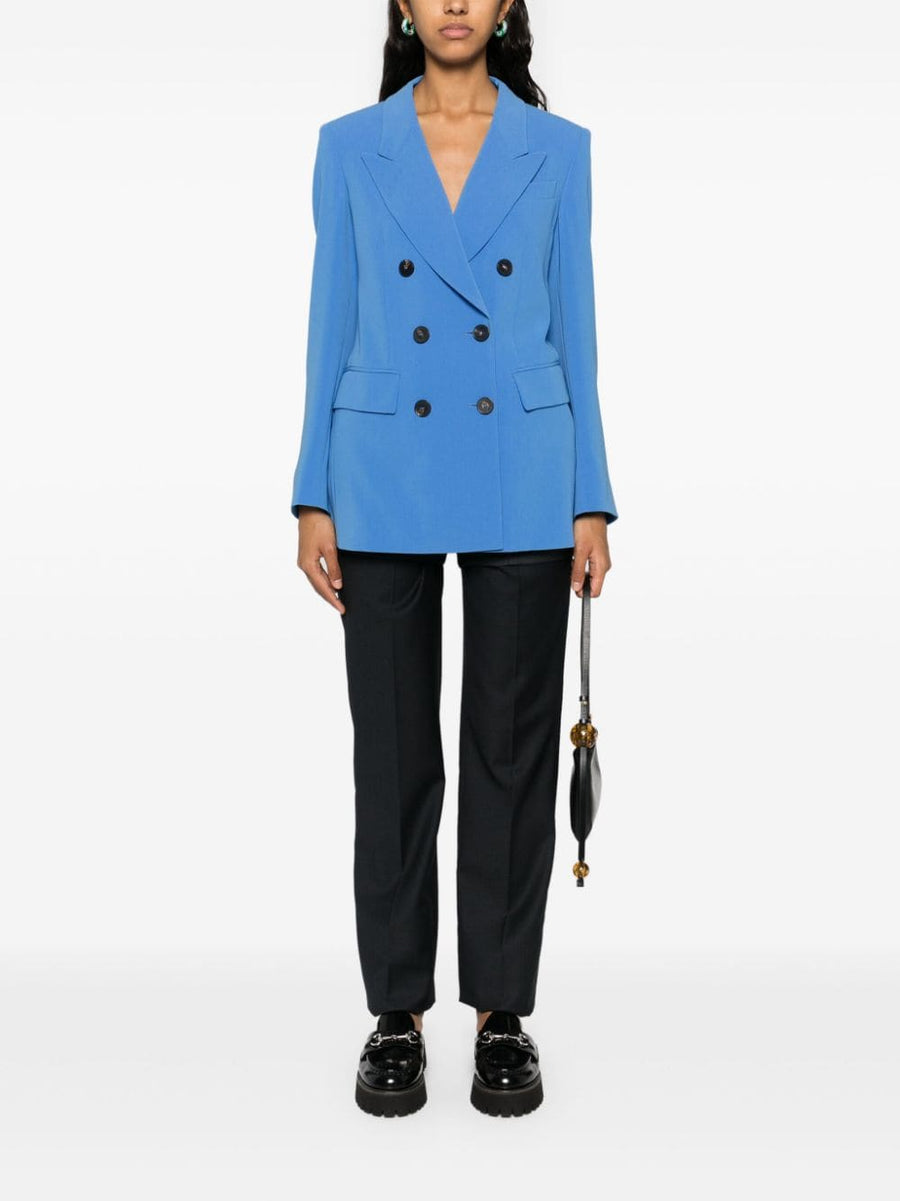 Alberto Biani Cady Jacket for Women Double Breasted Navy Crepe Tailored Blazer With Peak Lapels