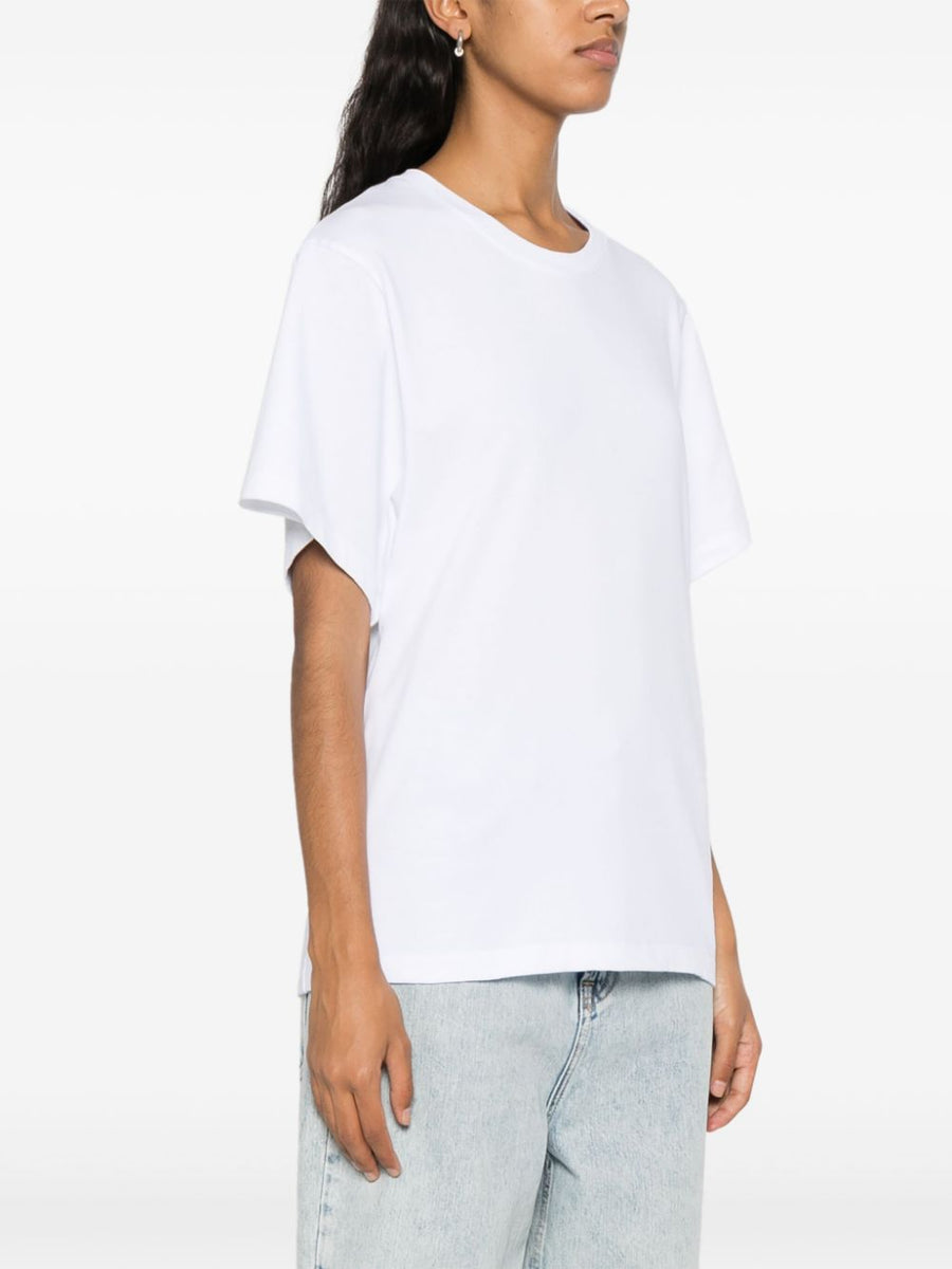 Iro Edjy Cotton T Shirt For Women Wardrobe Essential White Jersey Knit Crew Neck With Deep Back Neckline