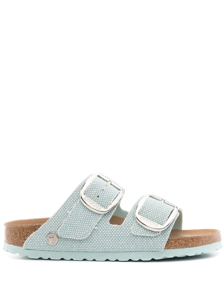 Birkenstock Arizona Big Buckle Sandals For Women Surf Green Vegan Canvas Slip On Comfort