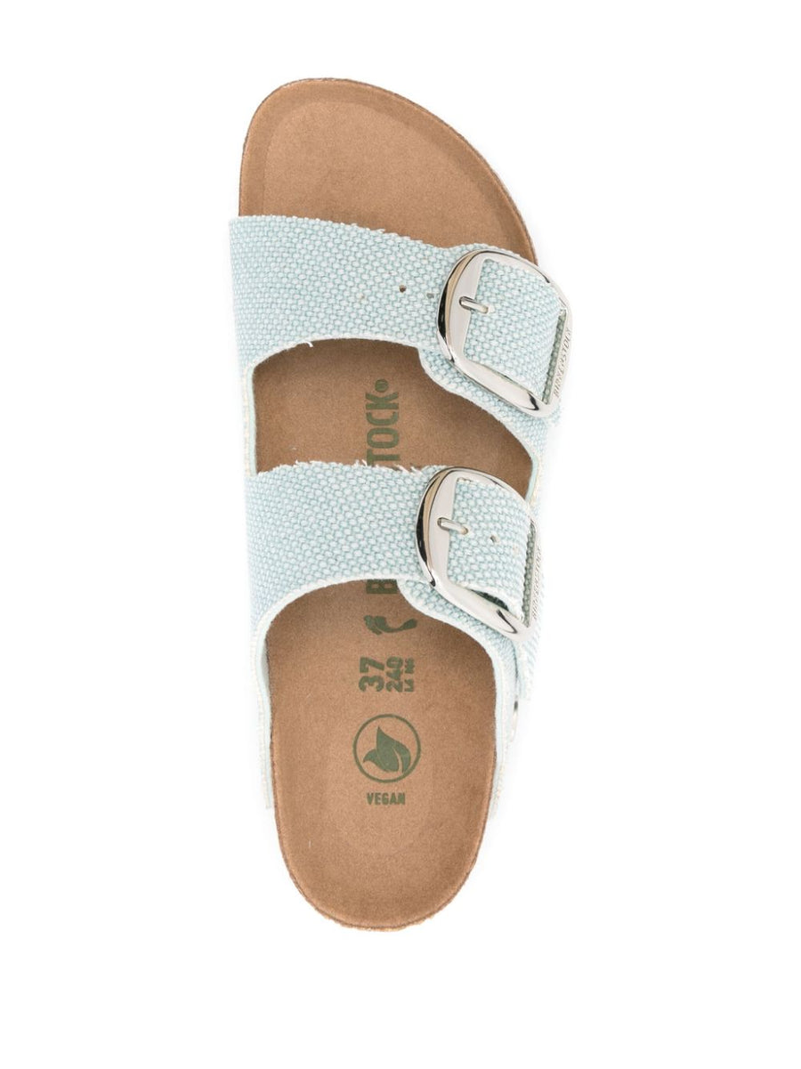 Birkenstock Arizona Big Buckle Sandals For Women Surf Green Vegan Canvas Slip On Comfort