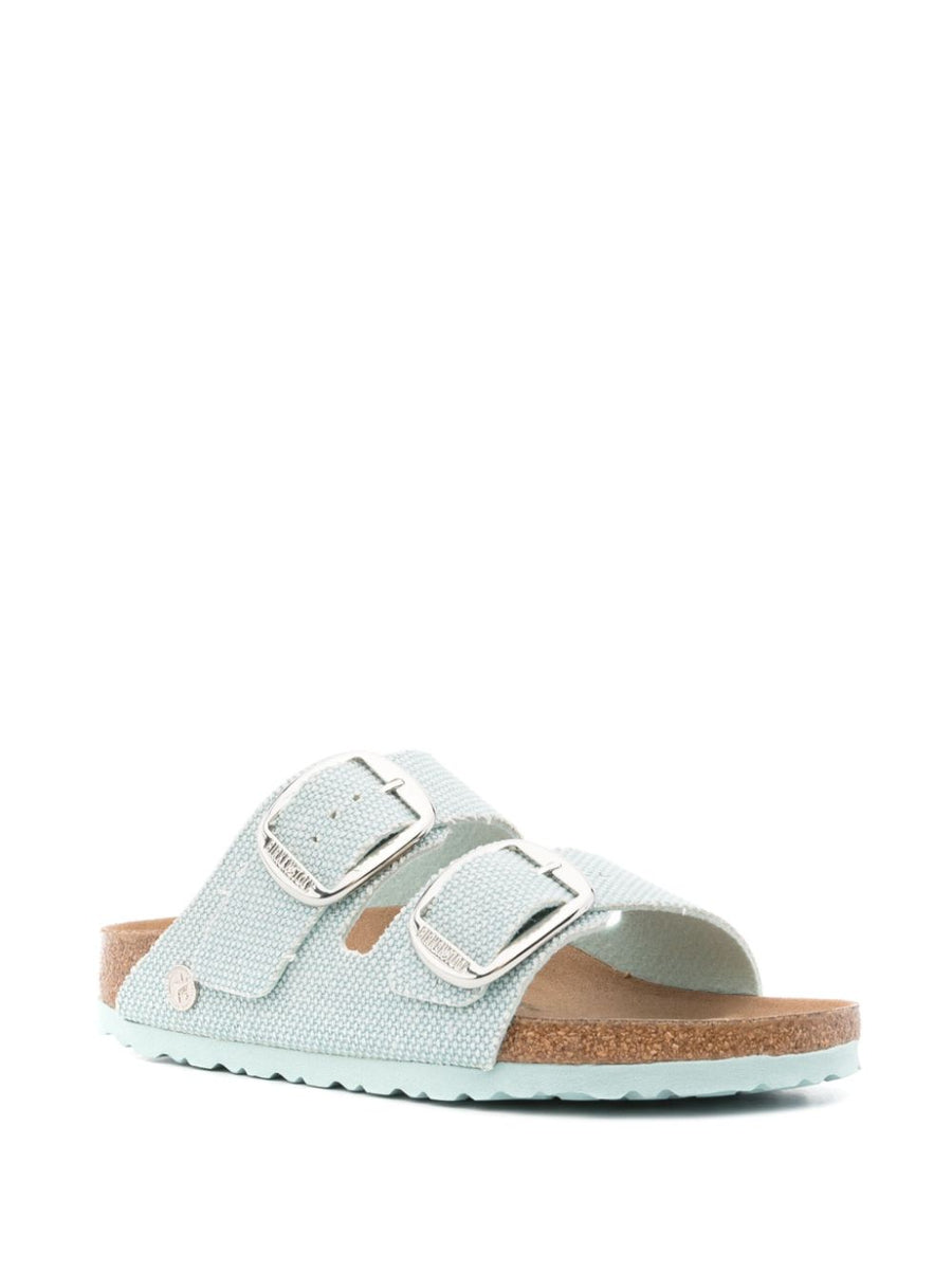 Birkenstock Arizona Big Buckle Sandals For Women Surf Green Vegan Canvas Slip On Comfort