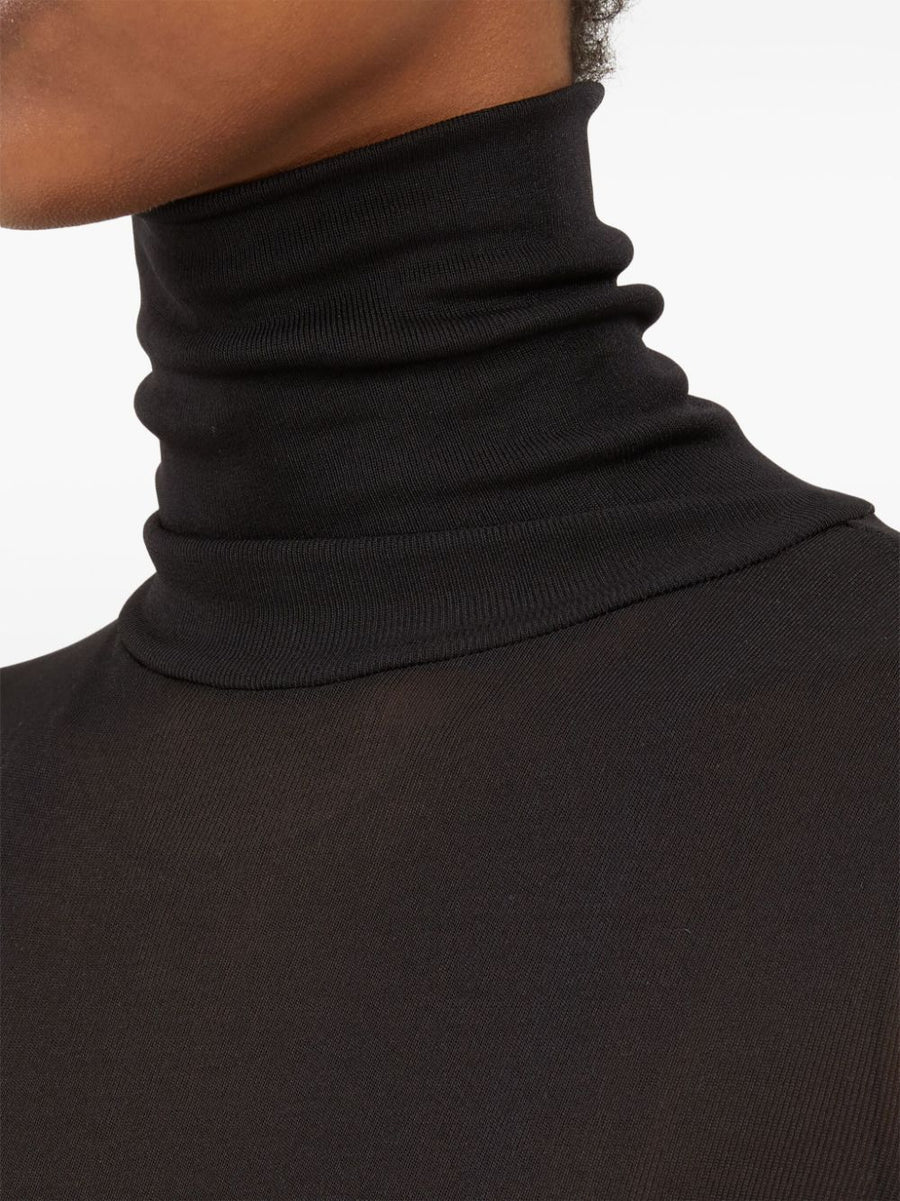 Maison Margiela High Neck Bodysuit Women Luxury Fitted Base Layer Black Viscose Blend
