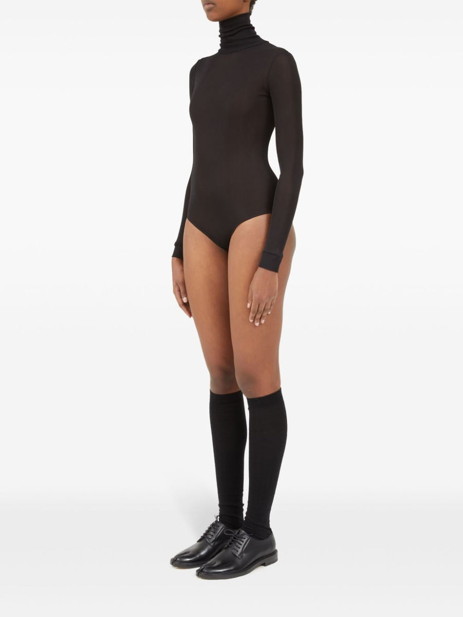 Maison Margiela High Neck Bodysuit Women Luxury Fitted Base Layer Black Viscose Blend