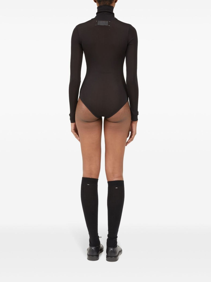 Maison Margiela High Neck Bodysuit Women Luxury Fitted Base Layer Black Viscose Blend
