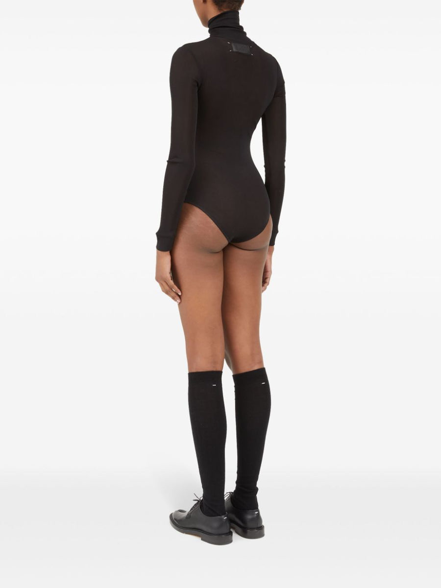 Maison Margiela High Neck Bodysuit Women Luxury Fitted Base Layer Black Viscose Blend
