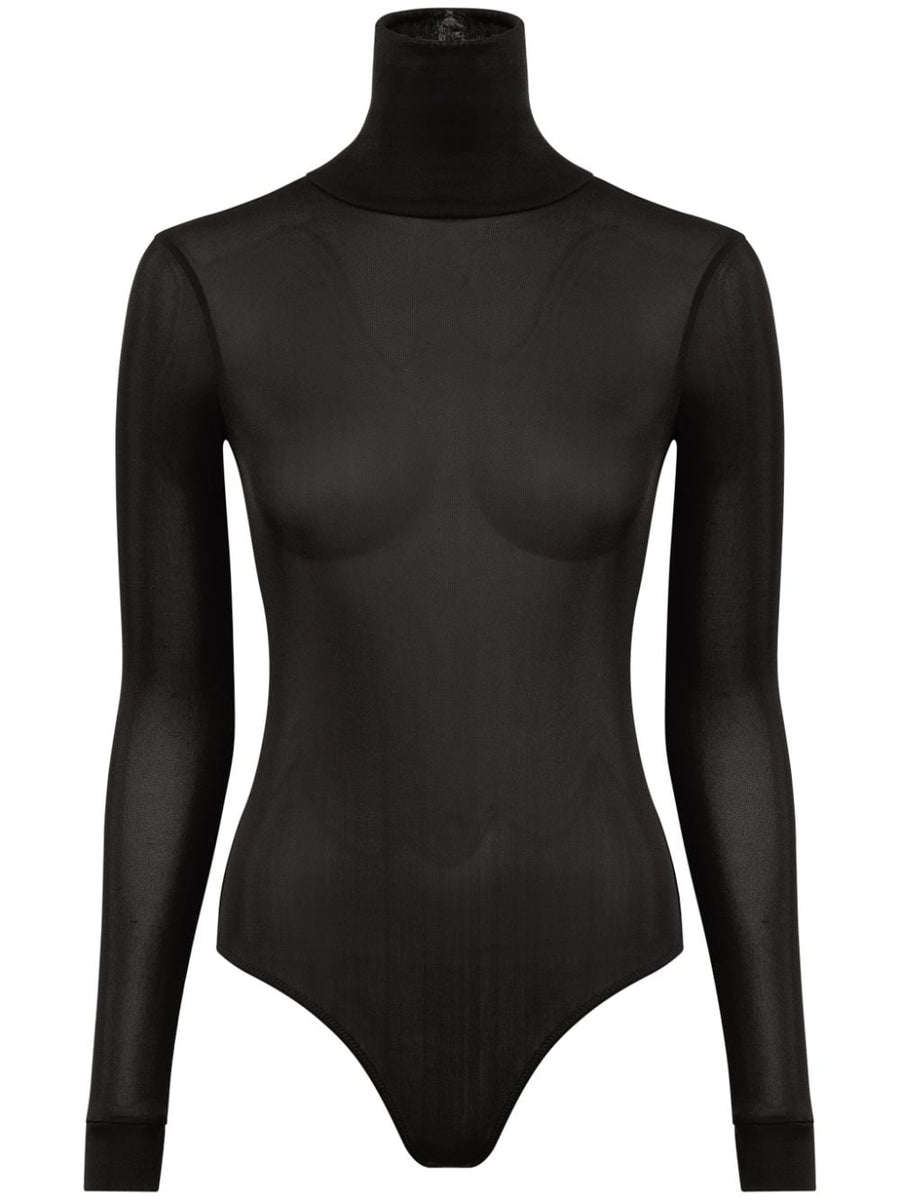 Maison Margiela High Neck Bodysuit Women Luxury Fitted Base Layer Black Viscose Blend