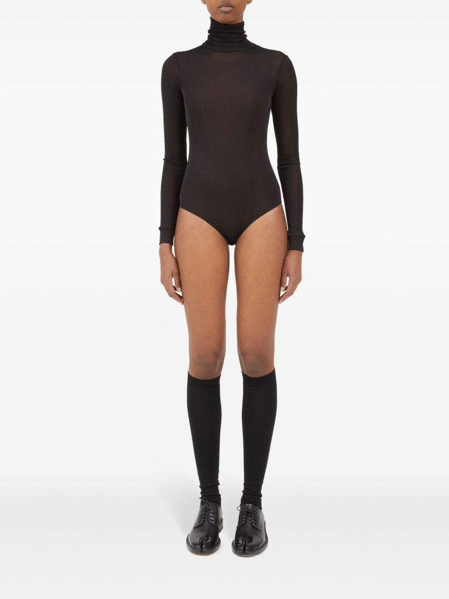 Maison Margiela High Neck Bodysuit Women Luxury Fitted Base Layer Black Viscose Blend