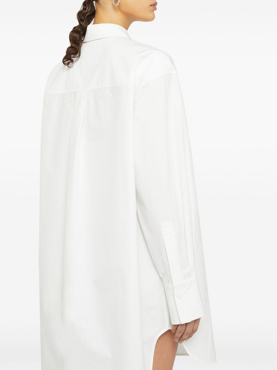 Jil Sander Cotton Shirt Dress For Women Lux Minimalist White 100 Percent Cotton With Concealed Front Buttons