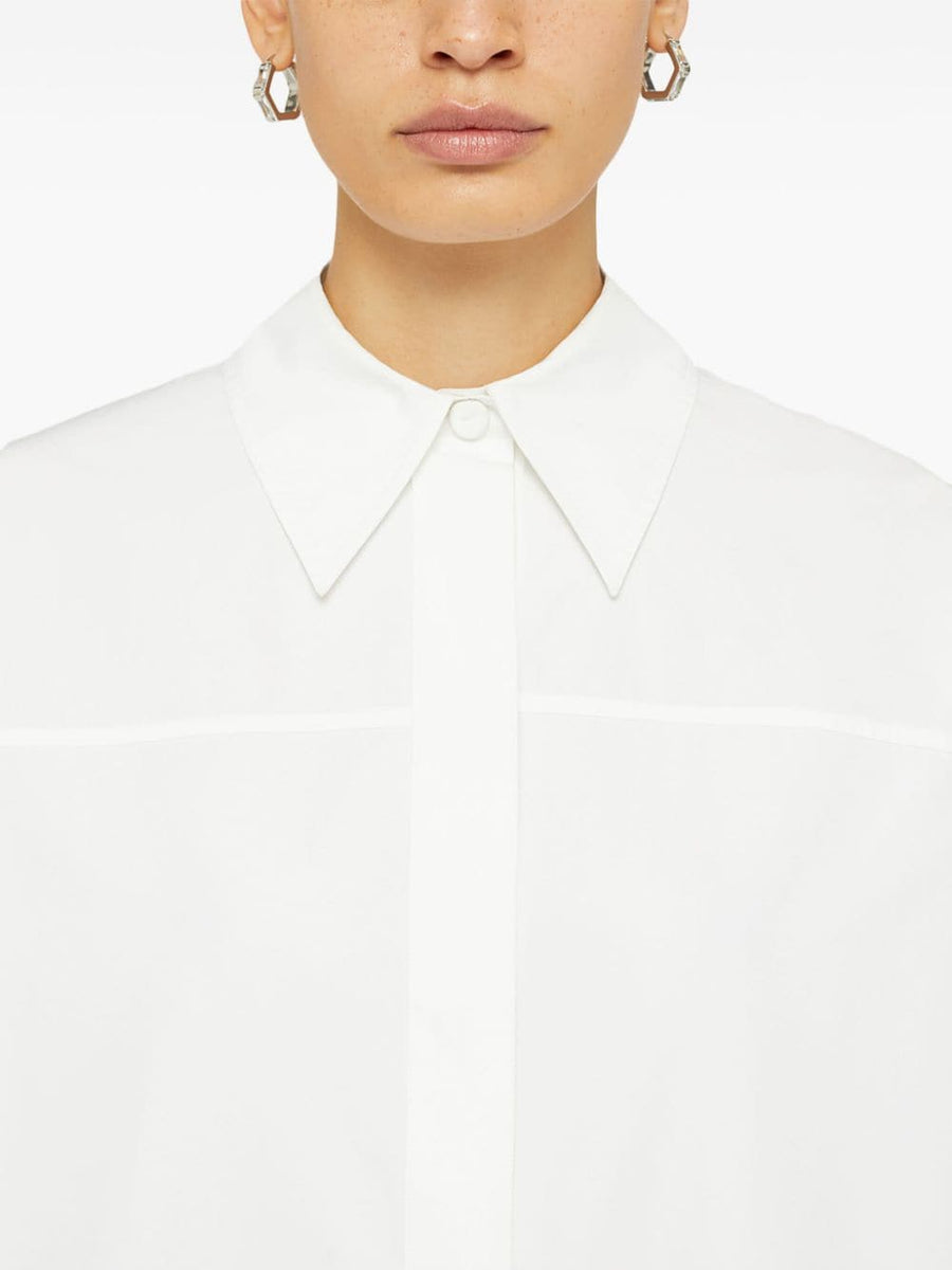 Jil Sander Cotton Shirt Dress For Women Lux Minimalist White 100 Percent Cotton With Concealed Front Buttons