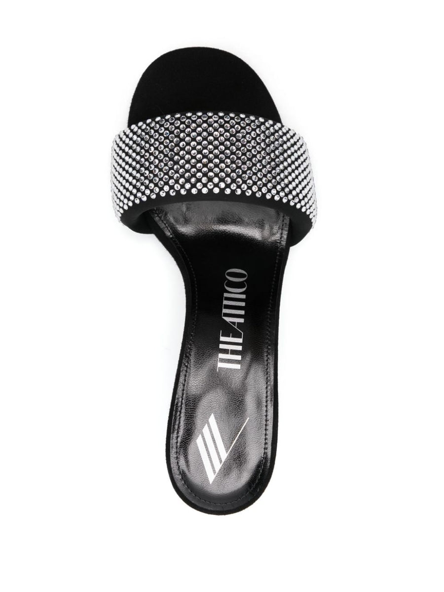 The Attico Rem Mules Rhinestone Dressy Sandals With 60mm Sculpted Heel For Women
