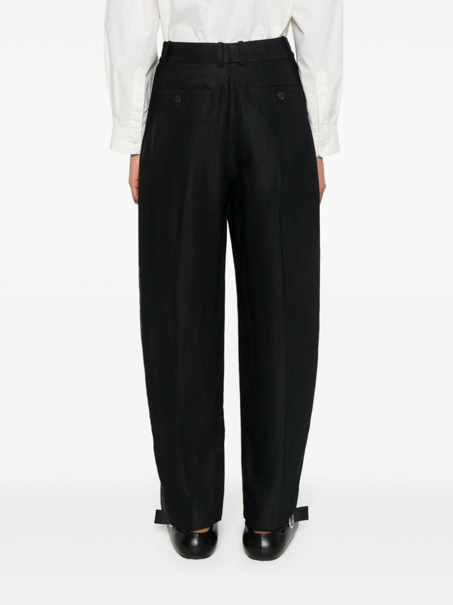 Studio Nicholson Pre Wool Wide Leg Trousers Midnight Blue Twill High Waist for Women Versatile Work to Evening Wear