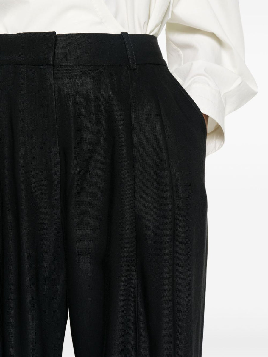 Studio Nicholson Pre Wool Wide Leg Trousers Midnight Blue Twill High Waist for Women Versatile Work to Evening Wear
